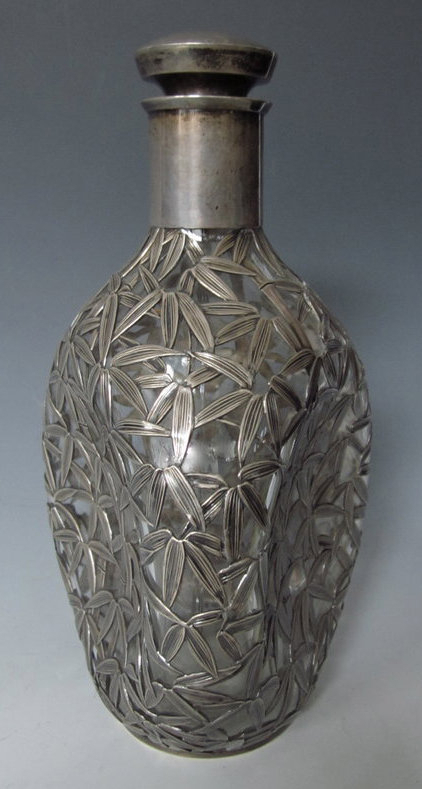 Japanese Sterling Silver Overlaid Glass Decanter