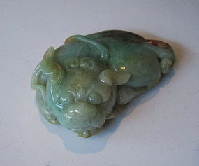 Chinese Jade Carving of Pixiu Holding a Coin