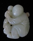 Republic Period Chinese Jade Carved Mother and Child