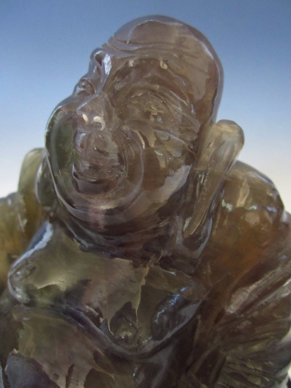 Chinese Flourite Mineral Carving of Smiling Buddha