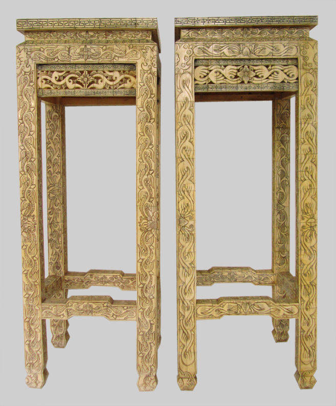 Pair of Antique Chinese Camel Bone Stands