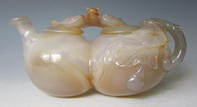 Chinese Carved Agate Gourd Water dropper Teapot