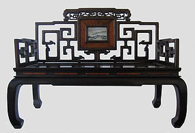 Chinese Antique Hardwood Bench with Marble