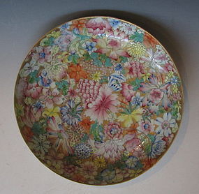 Chinese Mille Fleur Polychrome Porcelain Plate