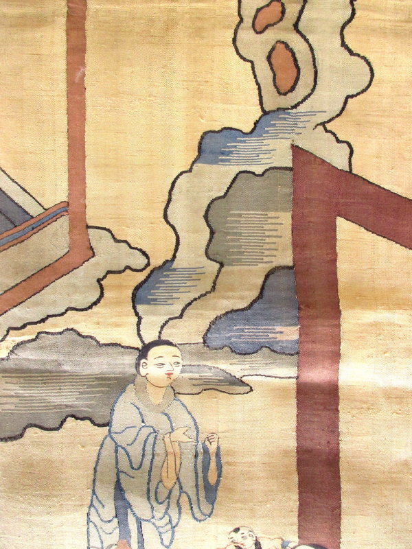 Antique Chinese Acrobatic Scene Kesi Fabric
