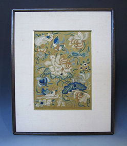 Antique Chinese Embroidery - Pair of Mandarin Ducks