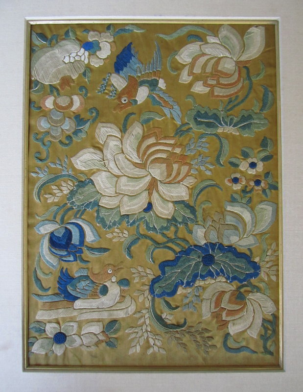 Antique Chinese Embroidery - Pair of Mandarin Ducks