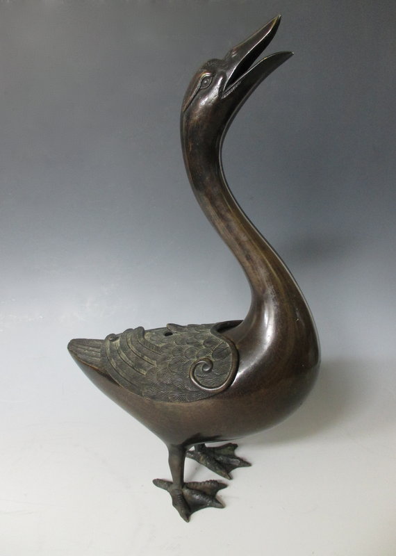 Antique Chinese Bronze Goose Incensor