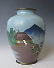 Japanese CLoisonne Vase with Traveling scene
