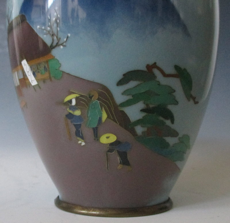 Japanese CLoisonne Vase with Traveling scene