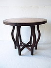 Chinese Hardwood Table with Marble Top Inlay