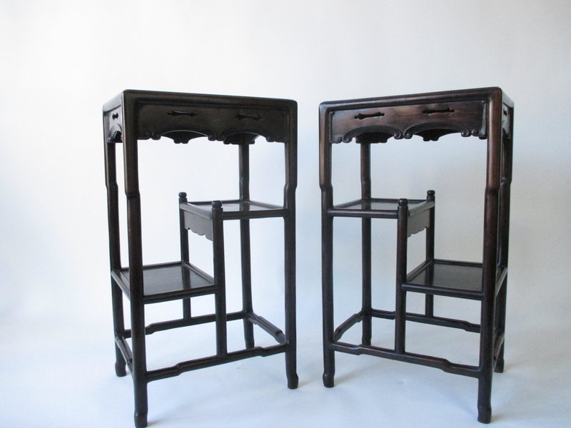 Chinese rosewood tiered stands