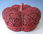 Chinese Carved Cinnabar Lacquer Squash Shaped Box