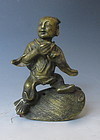 Antique Chinese Bronze Incensor Cover of Child