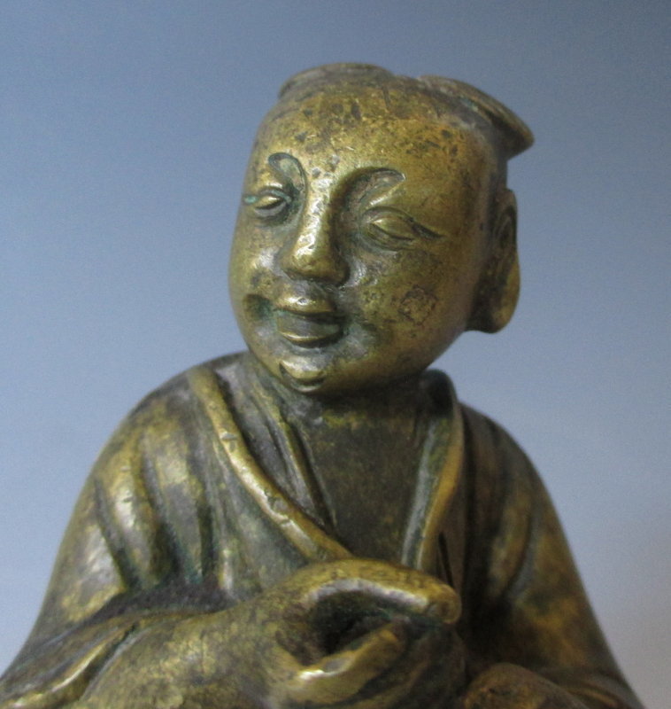 Antique Chinese Bronze Incensor Cover of Child