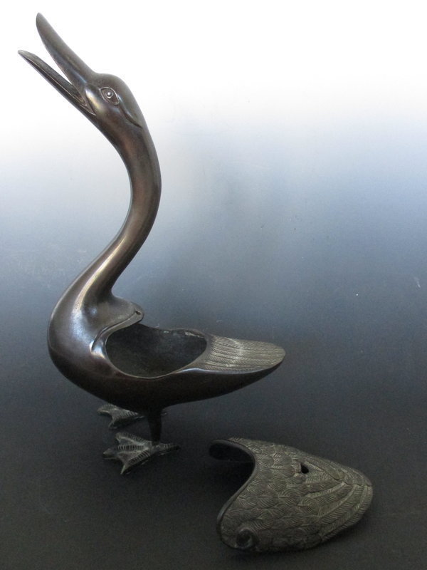 Antique Chinese Bronze Goose Incense Burner