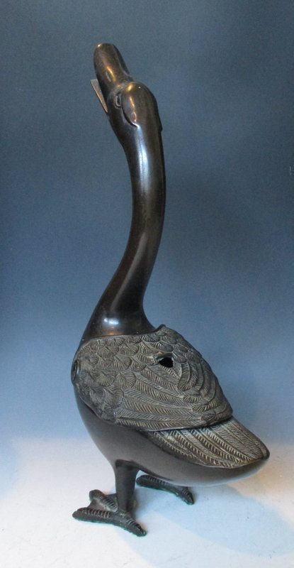Antique Chinese Bronze Goose Incense Burner
