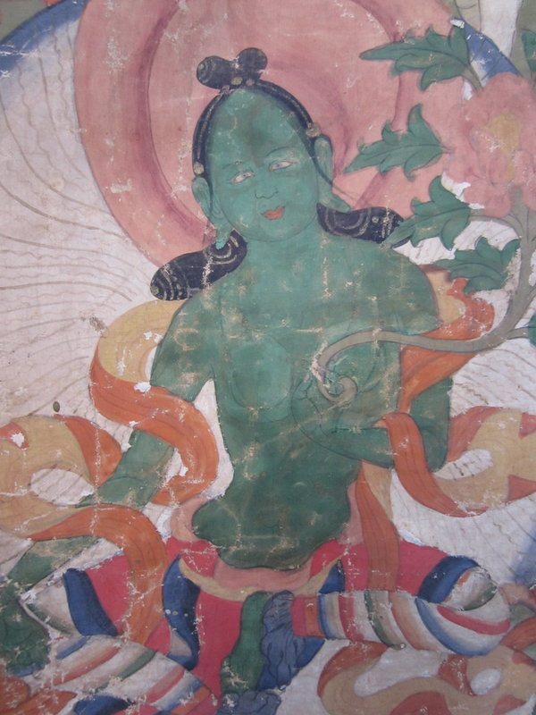 Tibetan Thangka of Amitayus Namgyalma and Tara