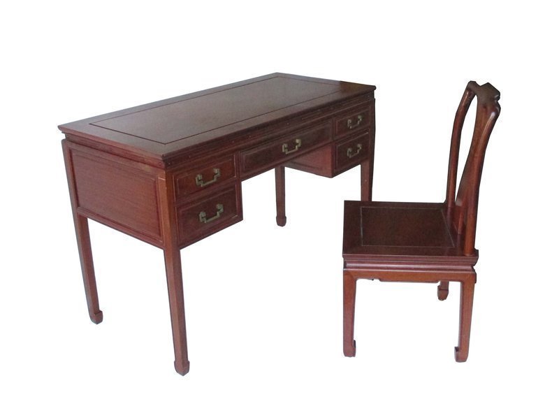 Chinese Hardwood Desk and Chair