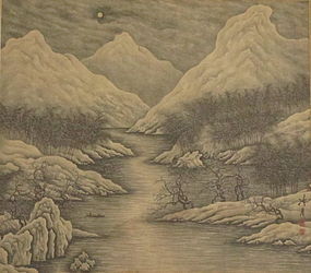 Chinese Ink Evening Landscape Painting