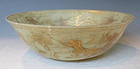 Chinese Jade Bowl with Painted Gold Decorations