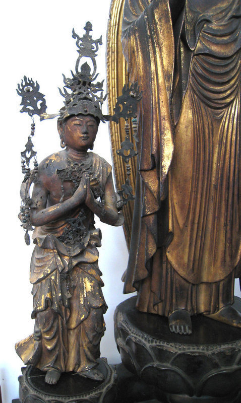 Japanese Amida Buddha Triad Statue