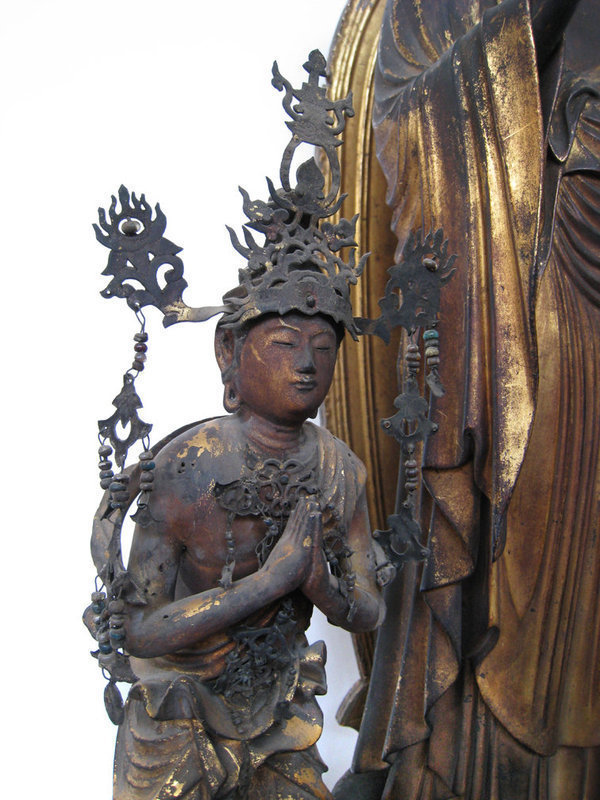 Japanese Amida Buddha Triad Statue