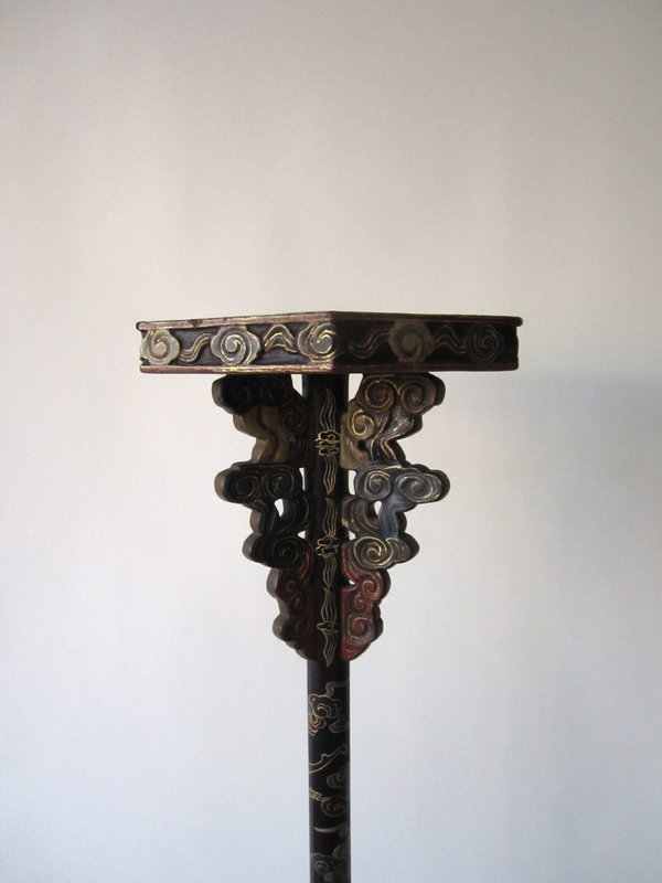 Antique Chinese Lamp Stand with Scrolling Clouds