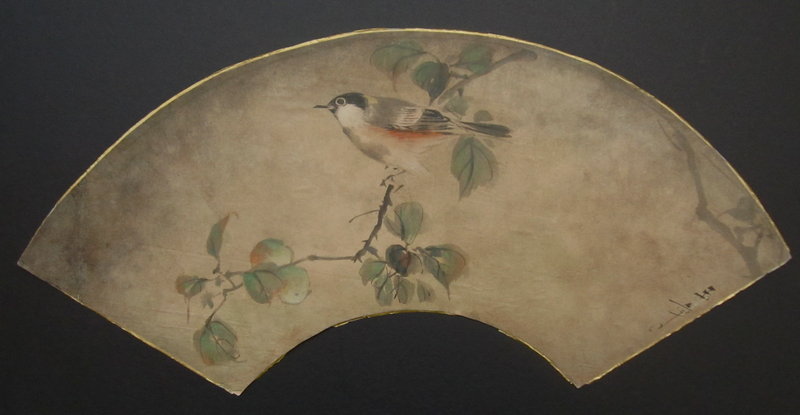Japanese Fan Painting of a Bird