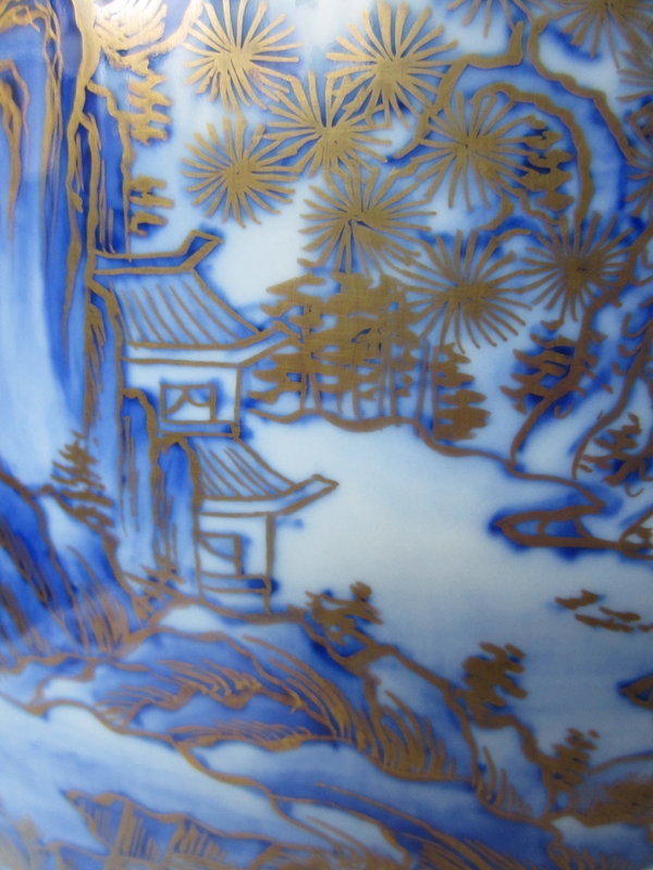 Japanese Large Arita Ware Porcelain Vase with Landscape