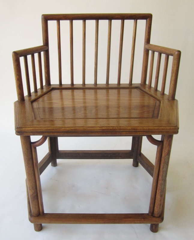 Chinese Pair of Six Sided Huanghuali Chairs