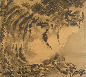 Japanese Painting of Tiger and the Moon