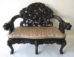 Japanese Antique Carved Dragon Couch