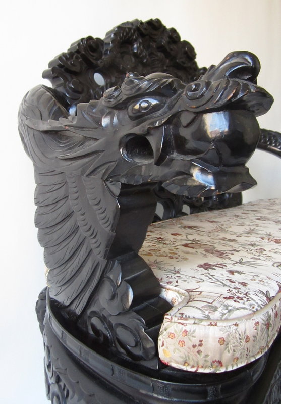 Japanese Antique Carved Dragon Couch