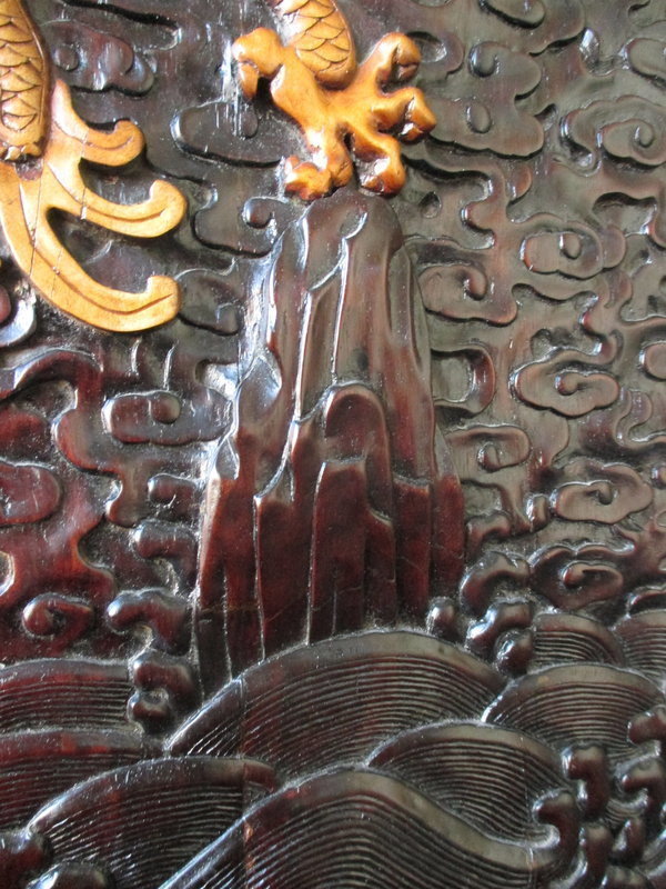 Chinese Large Carved Hardwood Dragon Cabinet