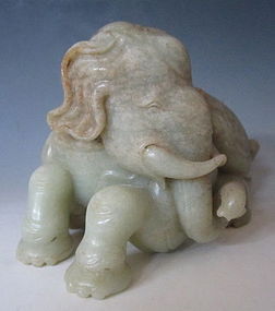 Chinese Jade Carved Seated Elephant