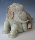 Chinese Jade Carved Seated Elephant