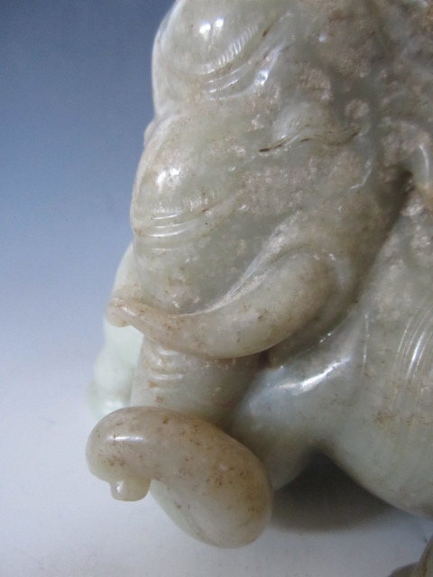 Chinese Jade Carved Seated Elephant