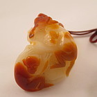 Chinese Agate Monkeys and Peaches Toggle Carving