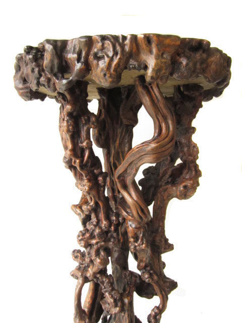 Chinese Tall Round Root Wood Stand