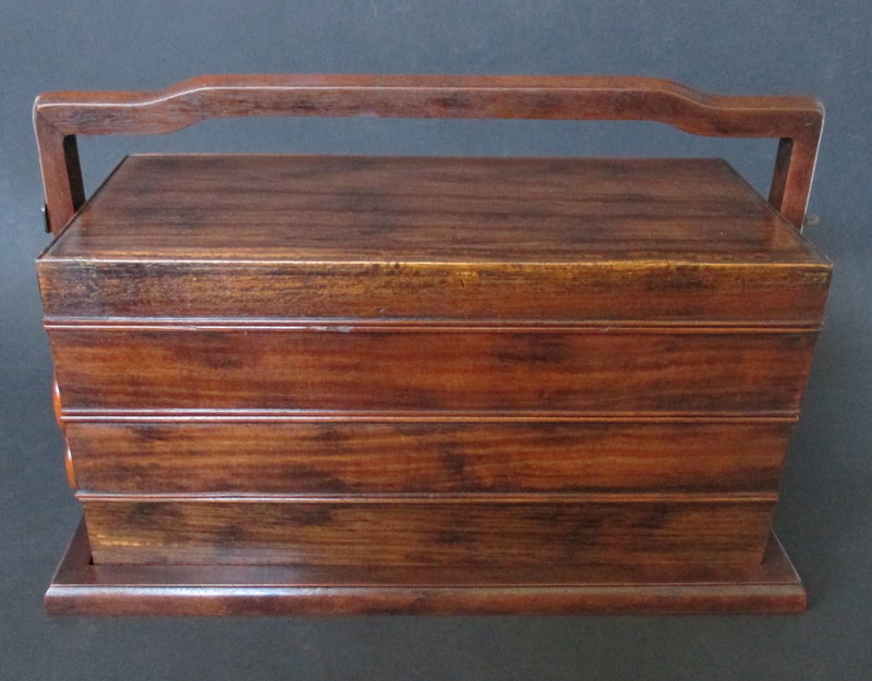 Chinese Hardwood Tiered Box With Handle