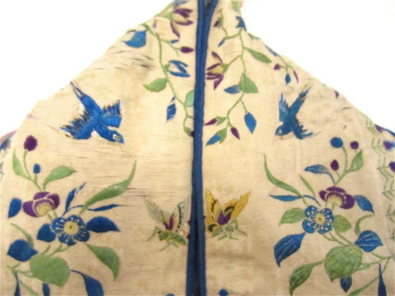 Antique Chinese Sleeveless Robe With Gold Thread Accent