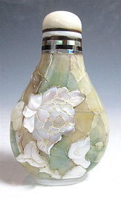 Antique Chinese Snuff Bottle With Inlay