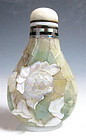 Antique Chinese Snuff Bottle With Inlay