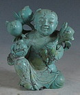 Chinese Turquoise Figure of Boy