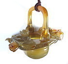 Antique Chinese Agate Carved Flower Basket