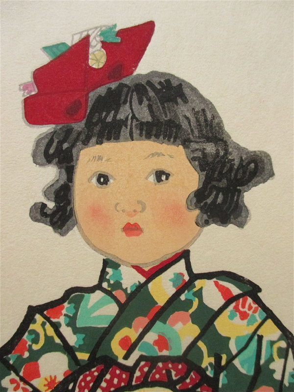Japanese Woodblock Print Of Two Girls By Saito