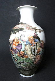 Chinese Famille Rose Porcelain Lohan Vase
