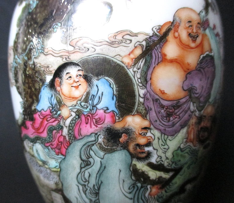 Chinese Famille Rose Porcelain Lohan Vase