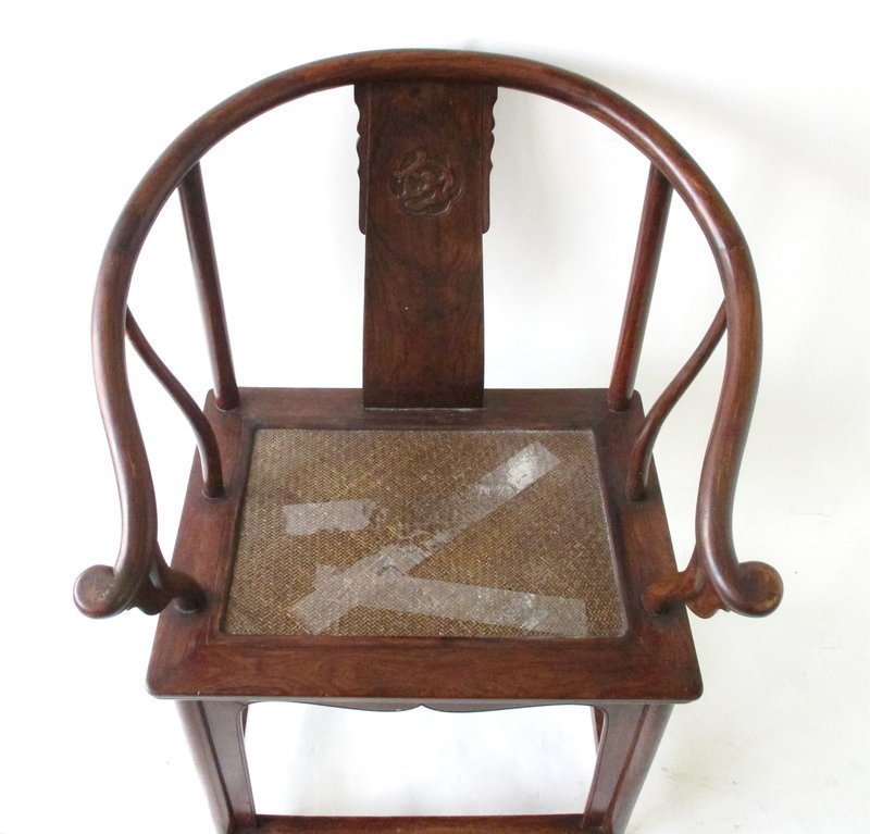 Antique Chinese Huanghuali Chair With Dragon Motif